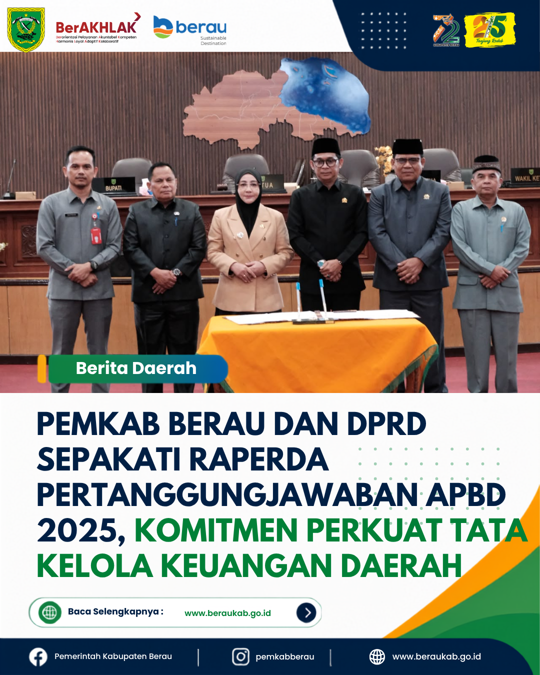 Pemkab Berau dan DPRD Sepakati Raperda Pertanggungjawaban APBD 2025, Komitmen Perkuat Tata Kelola Keuangan Daerah