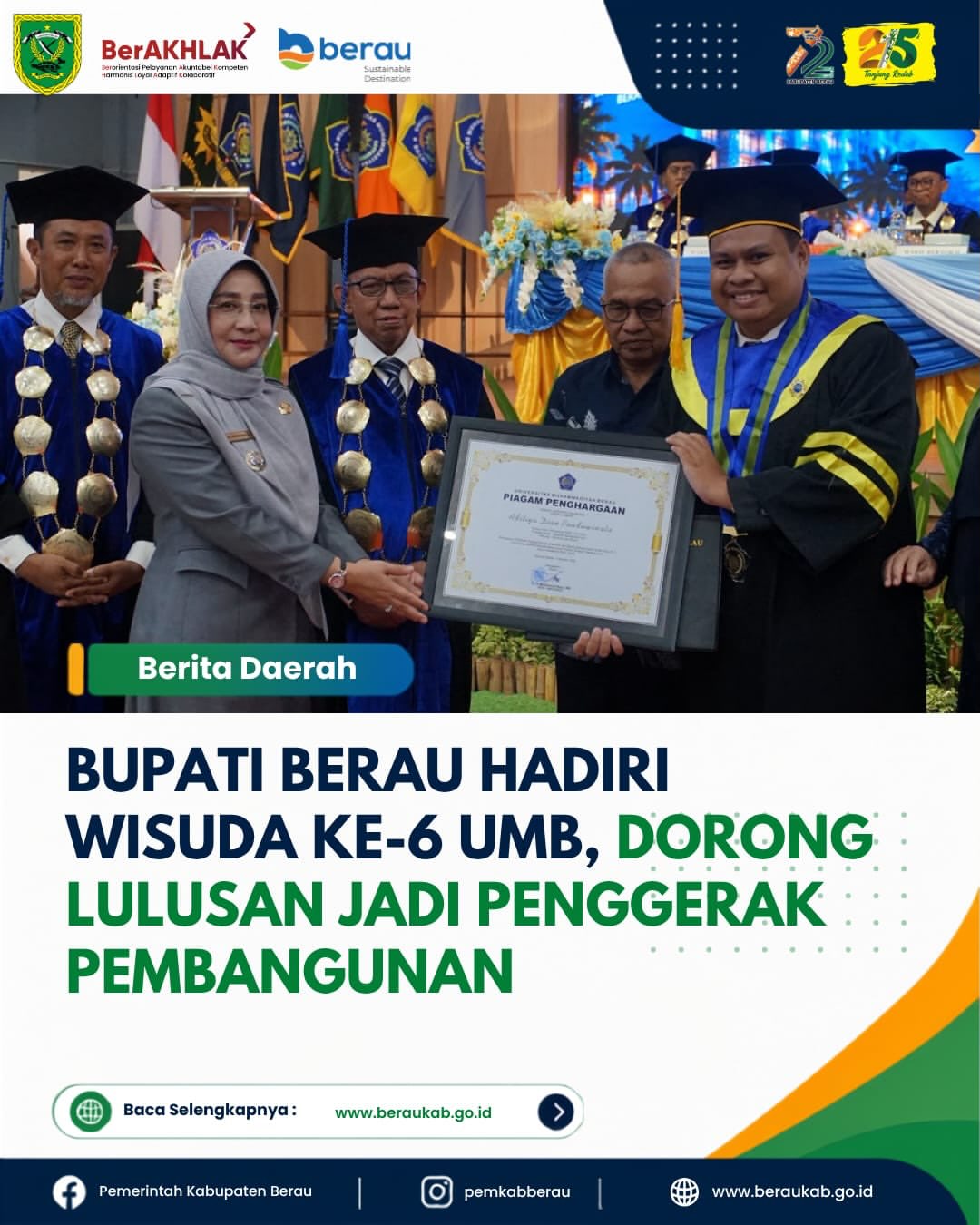 Bupati Berau Hadiri Wisuda ke-6 UMB, Dorong Lulusan Jadi Penggerak Pembangunan.